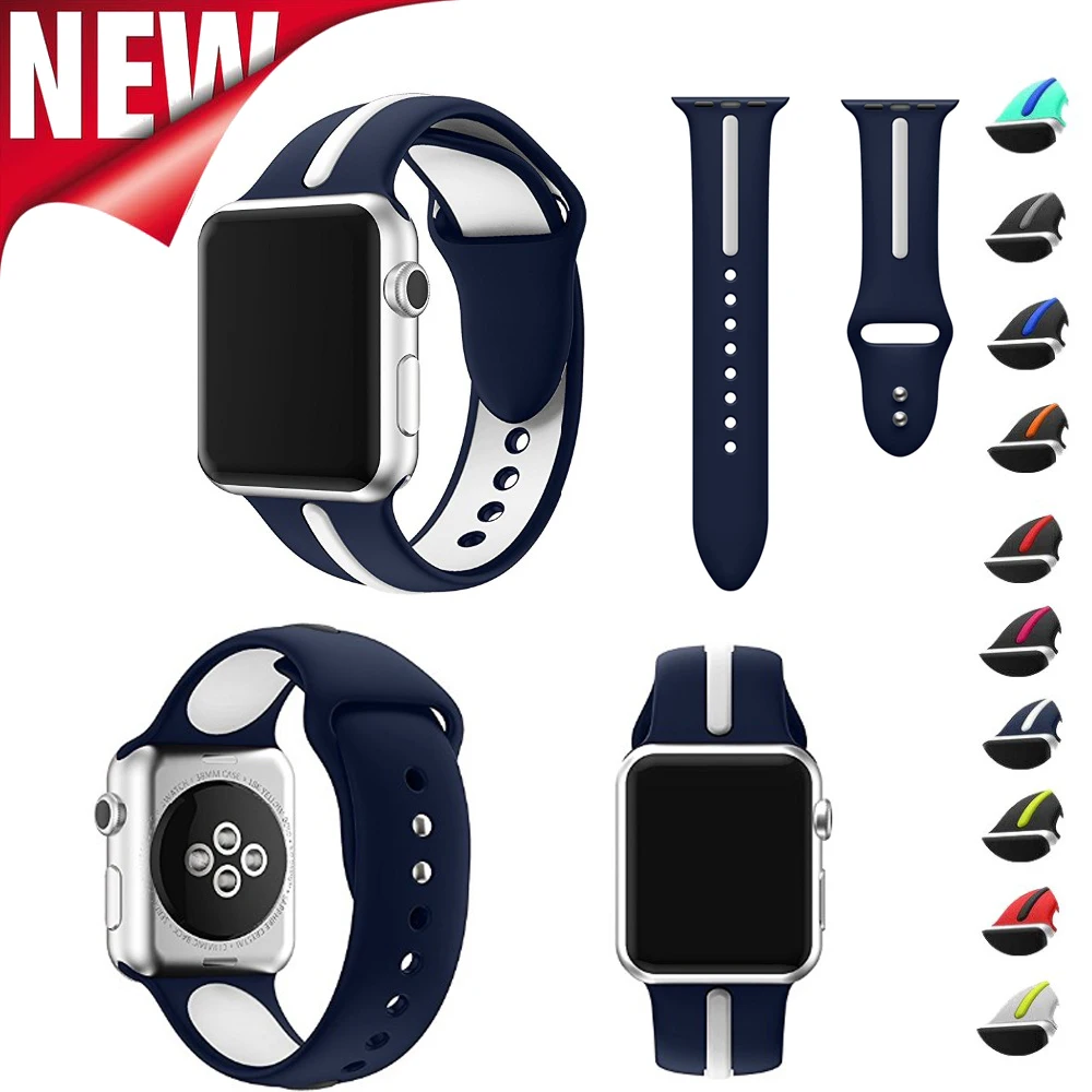 

Bands For Apple Watch 38mm 42mm Soft Strap Adjust Replacement Sport Colorful Silicone Watch Wristband For IWatch Series 3 2 1