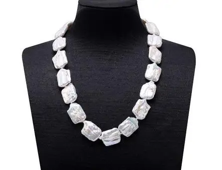 

Wholesale price ^^^ New Fashion White Natural Unique Baroque Freshwater Pearl Necklace