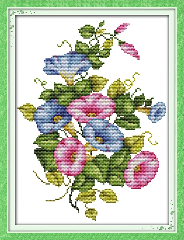 Flower /& Girl Stamped Cross Stitch Kits 14CT Embroidery Cloth DIY Needlework