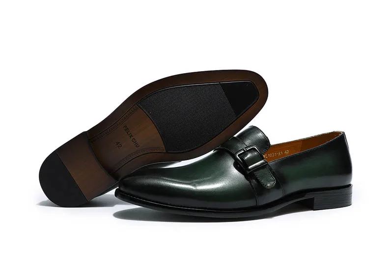 Felix CHU/элегантные мужские лоферы; повседневные модельные туфли из натуральной кожи с ремешком и пряжкой; свадебные туфли без застежки; формальная обувь для мужчин