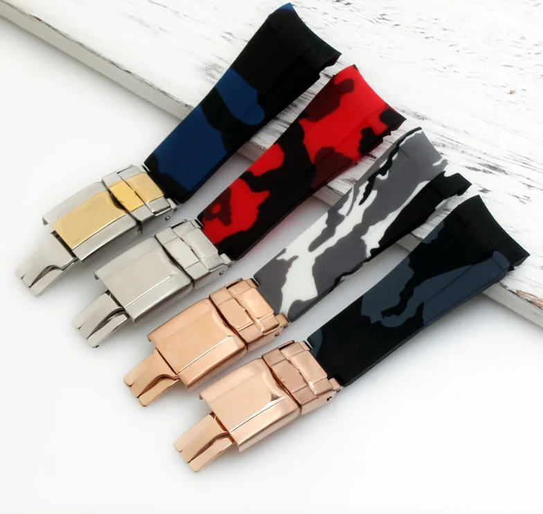 

Free Shipping Dapeng Military camouflage wind strap waterproof silicone suitable Diton water Ghost 20mm arc man spot