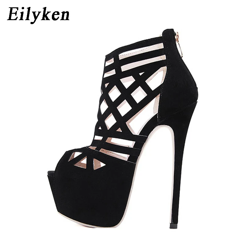 Eilyken/летние женские босоножки; Туфли-лодочки; вечерние туфли; туфли-лодочки на платформе; свадебные туфли; модельные туфли на высоком каблуке-шпильке с открытым носком; Цвет Черный