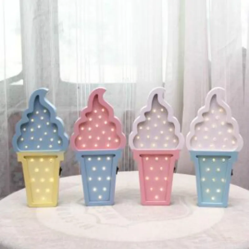 

Nordic wooden cartoon Night lamp lamp ice cream teen heart children room decoration energy saving LED lamp cute lovely