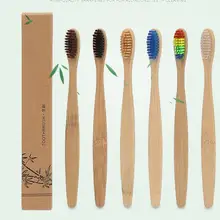 30 шт Смешанная натуральная бамбуковая ручка зубная щетка Радужная красочная отбеливающая мягкая щетина бамбуковая зубная щетка Экологичная уход за полостью рта