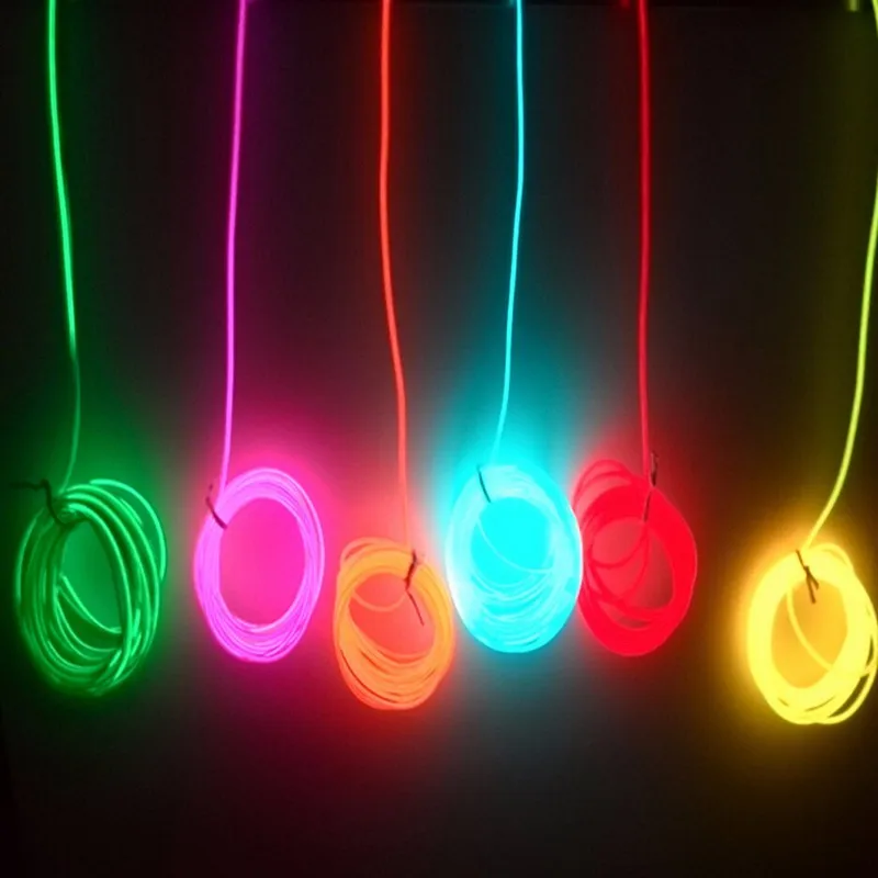 2m 3m 5M 3V Flexible Neon Light  Glow  EL Wire Rope tape 