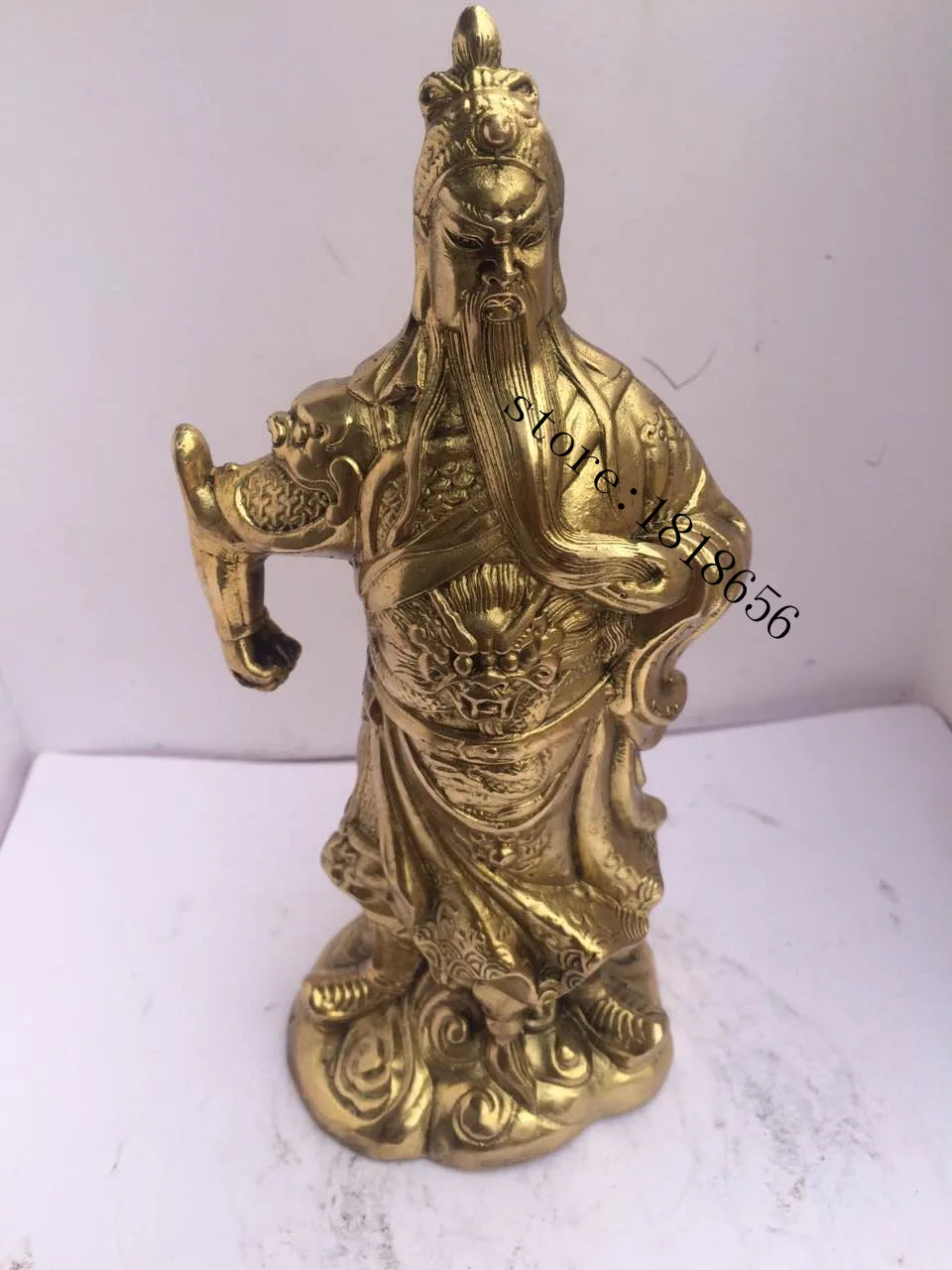 antique antiques chinese brass carre Guan Gong statuein Statues