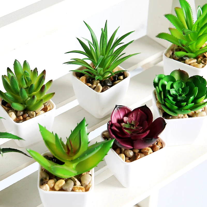 

14 Pieces/Set Artificial Flowers Simulation Succulents Mini Potted Plants Placed Fake Flowers Green Plants Decoration