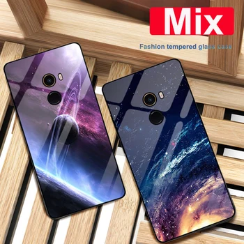

Coque For xiaomi mi Mix case Starry sky tempered Glass + TPU Edge Slim Thin Hard Back Cover For xiaomi mi Mix 1 Mix1 phone case