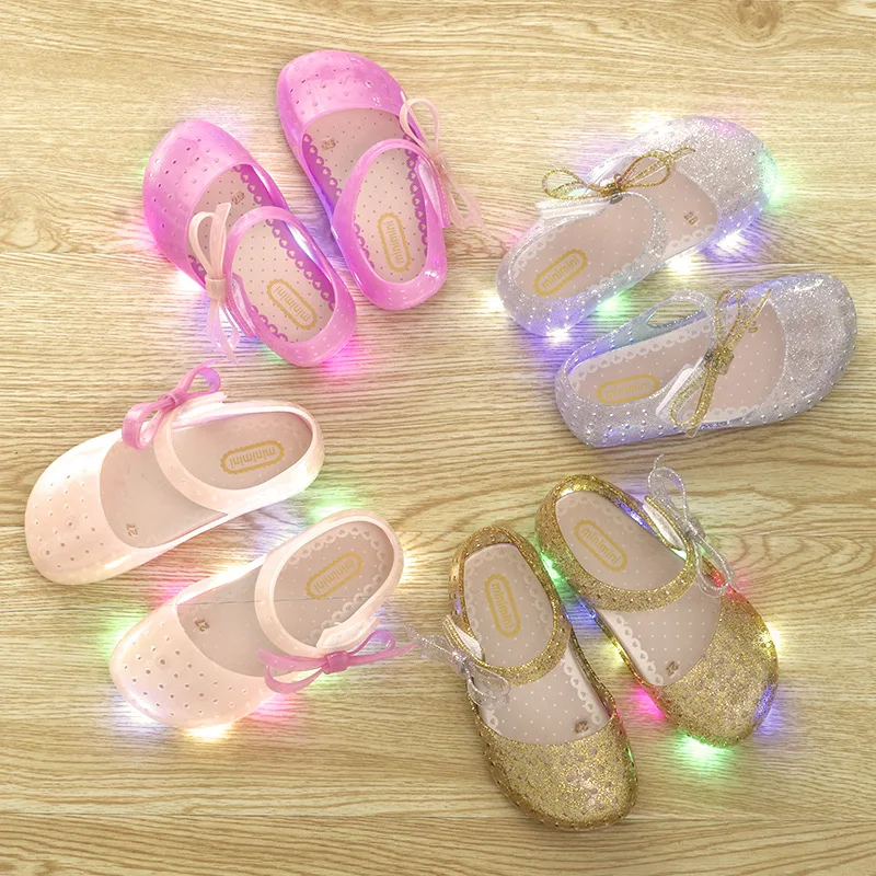 

LED Light Flashing Light Butterfly Sandals and Slippers Fish Mouth Baotou Jelly Girl Fragrance Shoes Children's Sandals