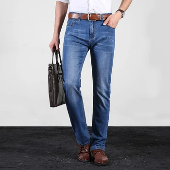 

2019 Spring summer cotton Jeans Men High Quality Famous Brand Straight Denim trousers male soft mens pants Large Big size 38 40