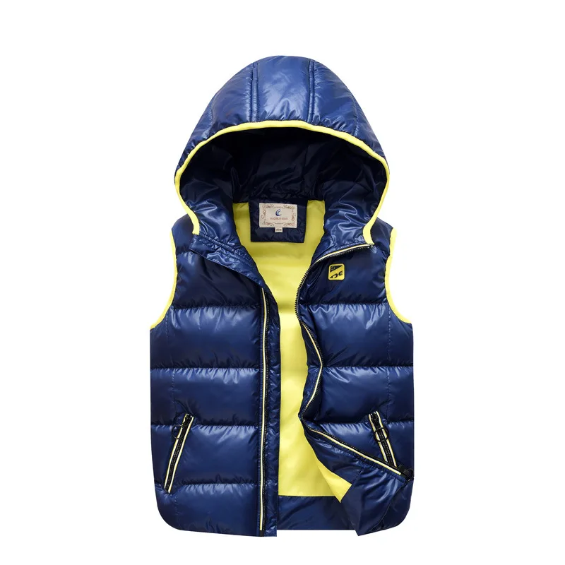 Зимний жилет для мальчиков; Верхняя одежда для детей; пальто; Одежда для мальчиков; теплый хлопковый жилет с капюшоном для мальчиков-подростков; Возраст От 7 до 15 лет; RT205 - Цвет: navy blue