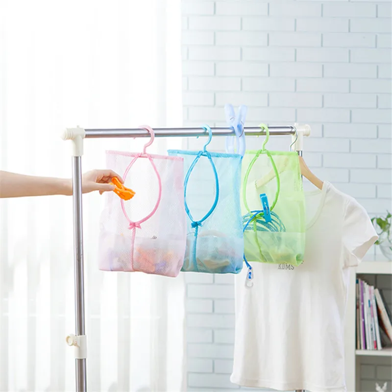Lezed Net bag for Clothes with Hook Hanging Storage Mesh Bag Organizer Boom Space Saving Hanger Peg Bag For Kitchen Bathroom Shower Wardrobe Drying Racks 3Pcs/Set
