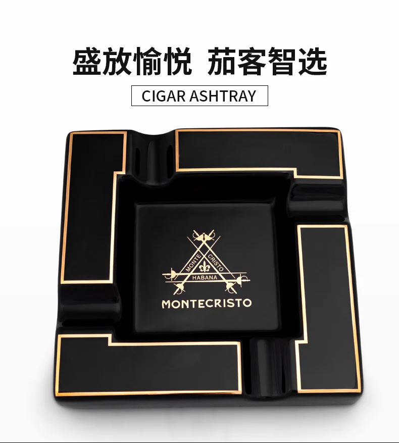 CIGARLOONG Cigar Ashtray Large Ceramic Ashtray Living Room Creative Personality 4 Slot Ashtray Holder CLG-0394