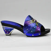 Последние Голубой цвет женская свадебная обувь Стразы Slip on Для женщин насосы для вечерние elagnt итальянский дизайн Для женщин непромокаемые полуботинки свадебные туфли