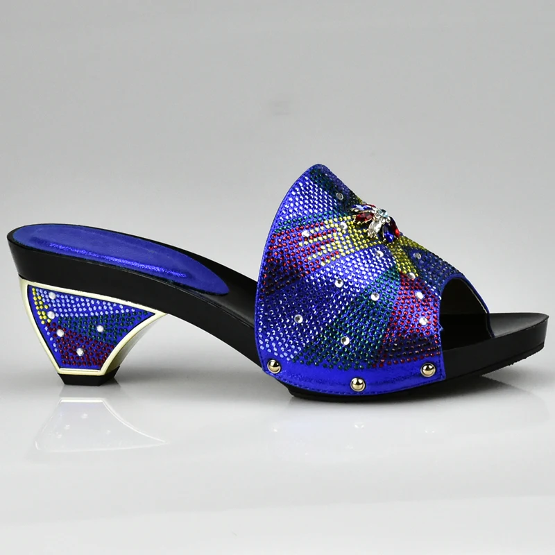 

Latest Blue Color Women Wedding Shoes Rhinestone Slip on Women Pumps for Party Elagnt Italian Design Women Singel Wedding Shoes