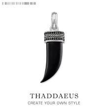 Кулон с черной пряжкой Украшенные фианитами зуба, Модные украшения Томас Bijoux(украшения своими руками) Цепочки и ожерелья Аксессуары 925 пробы серебро подарок для Ts женщина Для мужчин