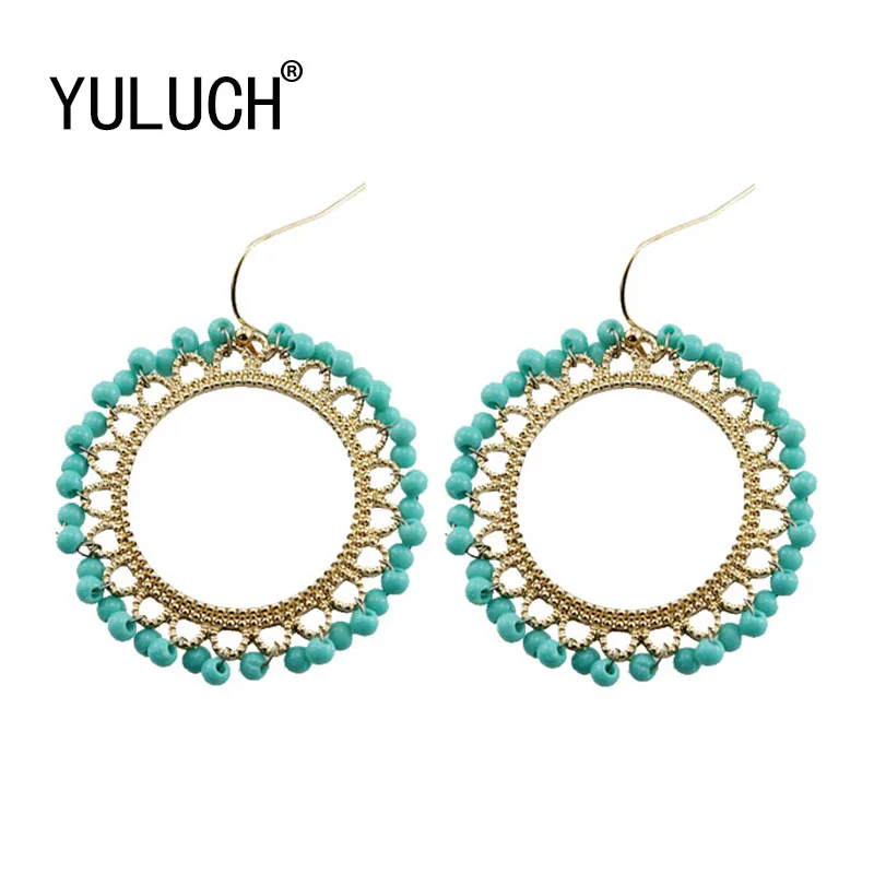 

YULUCH Bohemian textured exquisite exquisite Pearl Bezel Exaggerated Round Earrings For Women Fashion Party Valentine's day