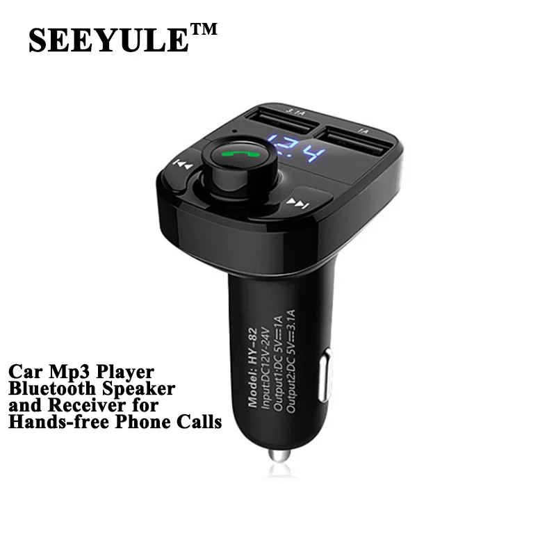 

1pc SEEYULE Car Mp3 Player Wireless Bluetooth Hands-free Phone Calls FM Transmitter Music playing with LED Dual USB 4.1A Charger