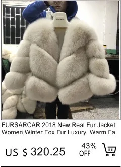 FURSARCAR New Fashion Natural Real Blue Fox Fur Women Natural Genuine Fur Jackets Coats Female 5 Row Short Outerwear Girls