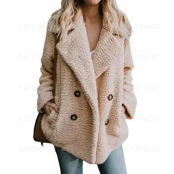 

Laipelar Faux Fur Coat Loose Tops 2019 Winter Women Casual Coat Solid Plush Fluffy Warm Fleece Lapel Sweater Cardigan Coat