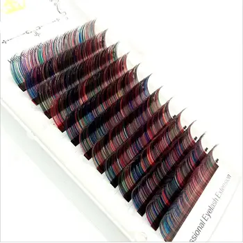 

HBZGTLAD C/D curl 0.07mm 8-13mm false lashes mix Rainbow color eyelash individual colored lashes Faux eyelash extensions