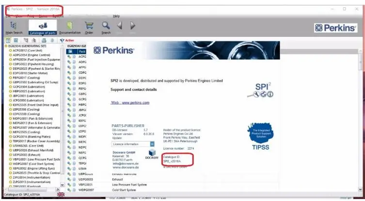 

2017 new arrive P-erknis SPI V2016A spare parts catalog (EPC) and service information