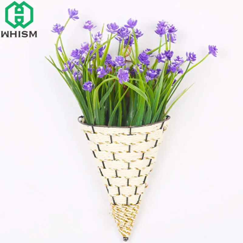Whism Rattan Flower Pot Wall Hanging Ice Cream Basket Whism Rattan Flower Pot Wall Hanging Ice Cream Basket Artificial Container Mounted Plant Vase Garden Planter In Pots Planters