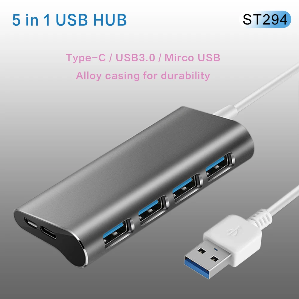 

5 in 1 USB HUB toType-c USB-C Micro USB3.0 usb2.0 Mirco USB For MacBook mobile phone MP4 Camera Extension Dock HUB