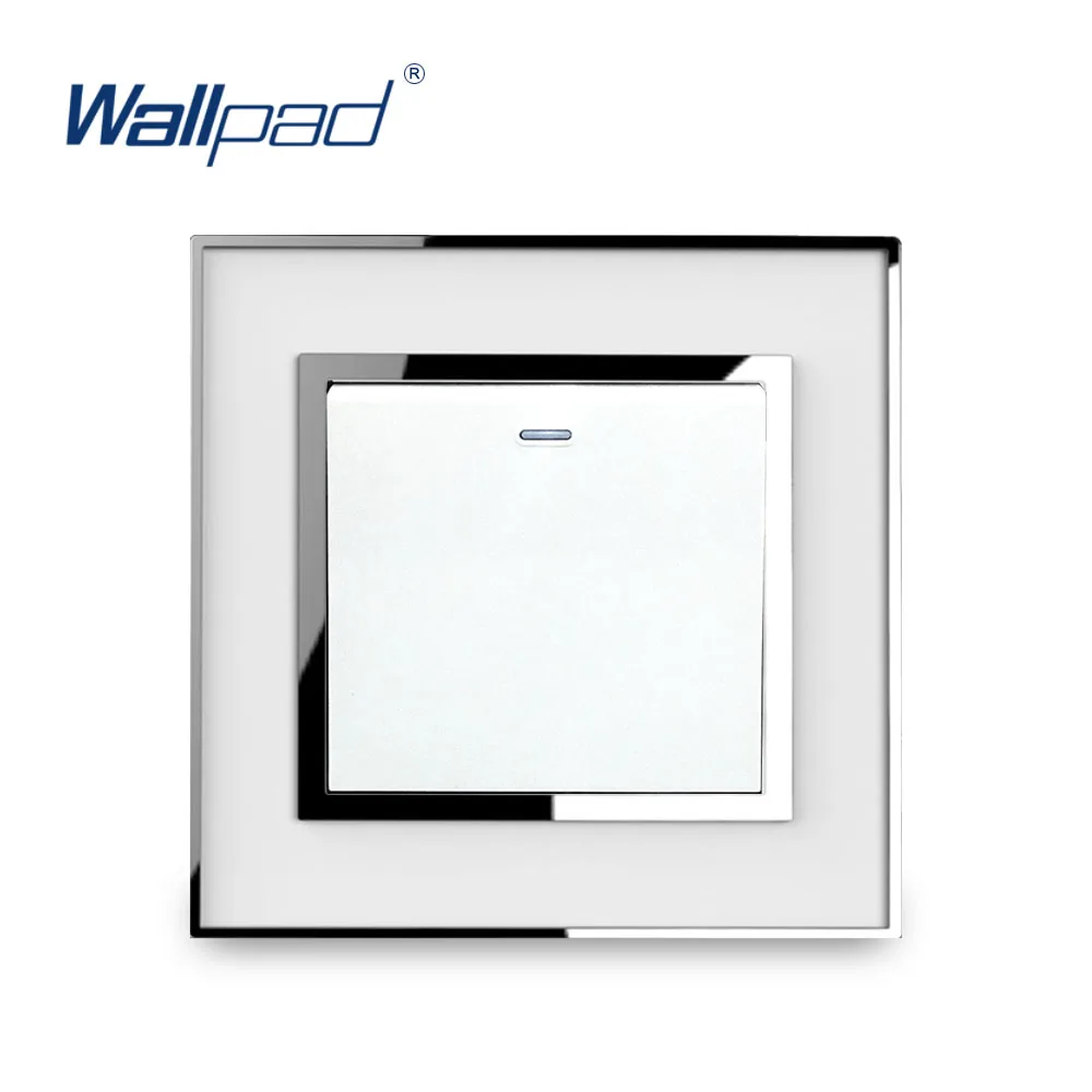 

Light Switch 1 Gang 1 Way New Arrival Luxury Acrylic Panel With Silver Border Wallpad Push Button Wall Switch 16A AC110-250V