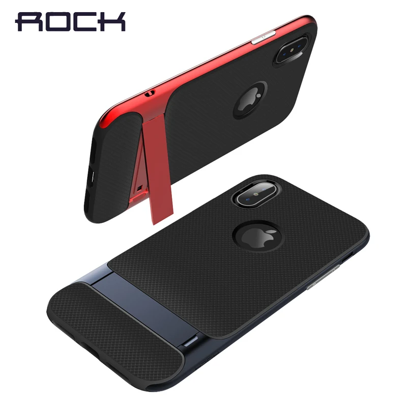

Rock for iPhone X case Kickstand Holder Anti-knock protection case for iPhone X Back cover case for iPhone10