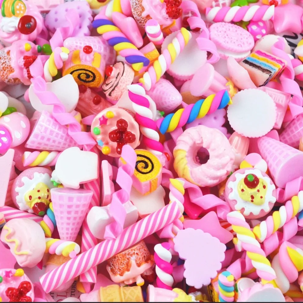 10Pcs Diy Crystal Slime Supplies Accessories Phone Case Decoration For Slime Filler Miniature Resin Cake Flowers Candy chocolate 3
