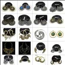 Showlove-2Pcs латунные серьги для ушей, разные стили, iиндия, племенные серьги для ушей, расширители, пробки для пирсинга, серьги, ювелирные изделия для тела