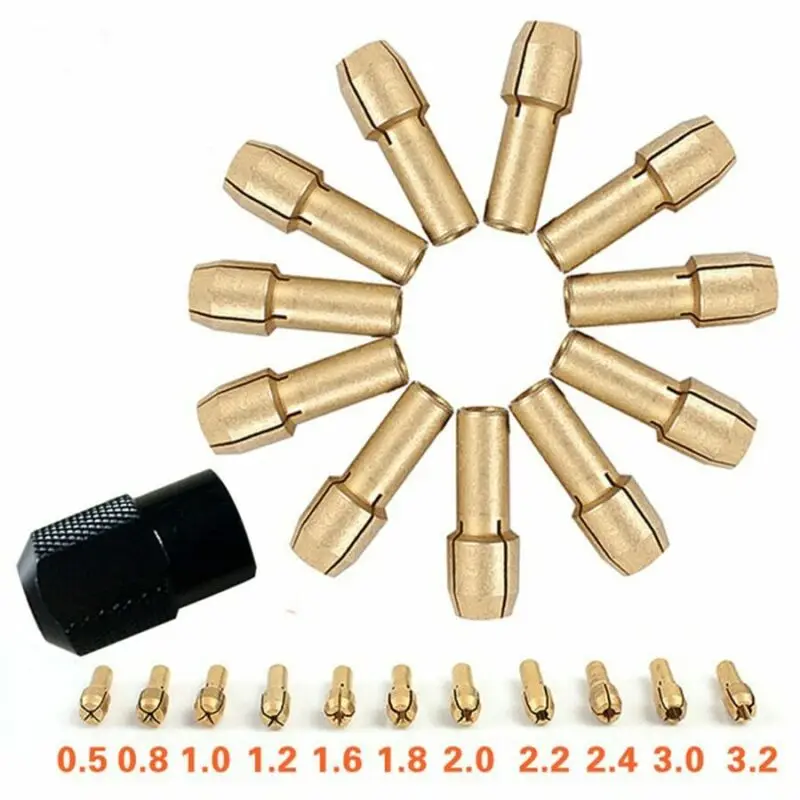 12 X Brass Chuck Collet M8*0.75 Rotary Tools Toolholding Shank Equipment Copper Chuck Diameter 4.2mm