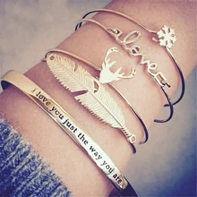 Tocona золотой лист снежинка браслеты с буквами набор для женщин Открытие слоистый Браслет вечерние ювелирные изделия 5021