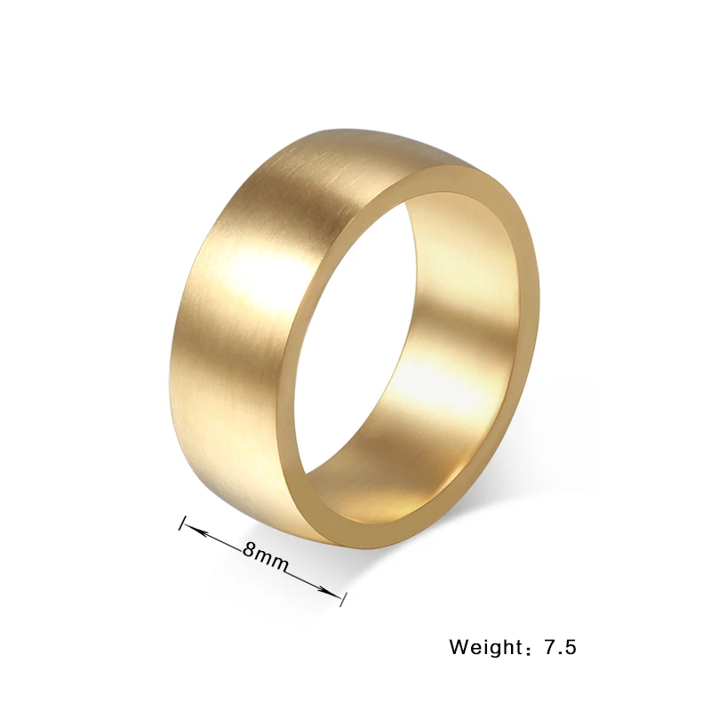Seanuo модное 8 мм широкое модное обручальное кольцо для мужчин/женщин простое толстое золотистое кольцо из нержавеющей стали с матовый дизайн