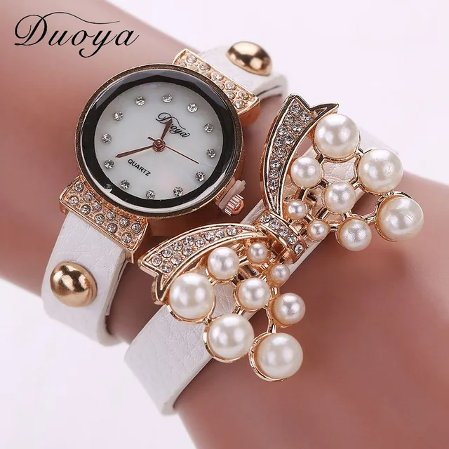 Fashion Butterfly Design Fashion Pearl Bracelet Watch Women Luxury Rhinestone Wa Fashion Butterfly Design Fashion Pearl Bracelet Watch Women Luxury Rhinestone Wa