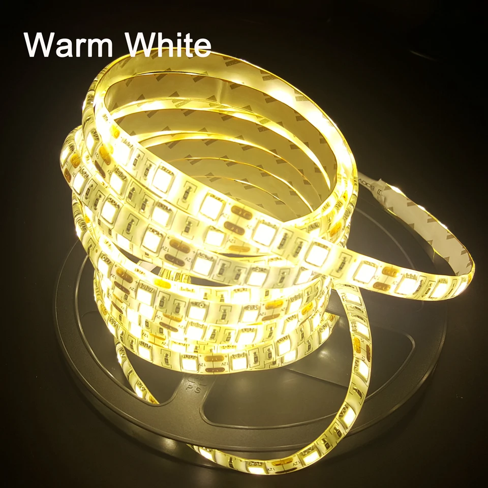 Светодиодная лента DC12V 2835 5050 SMD 5 м/лот 60 светодиодов/м ip65 водонепроницаемый теплый