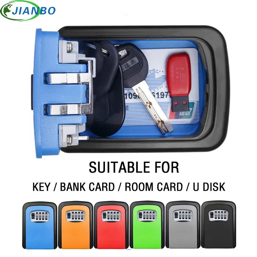 4 Digit Metal Outdoor Gun Safe Key Boxs Password Key Storage Organizer Boxes Security Lock Box Wall Mount Hidden Secret Safe Box