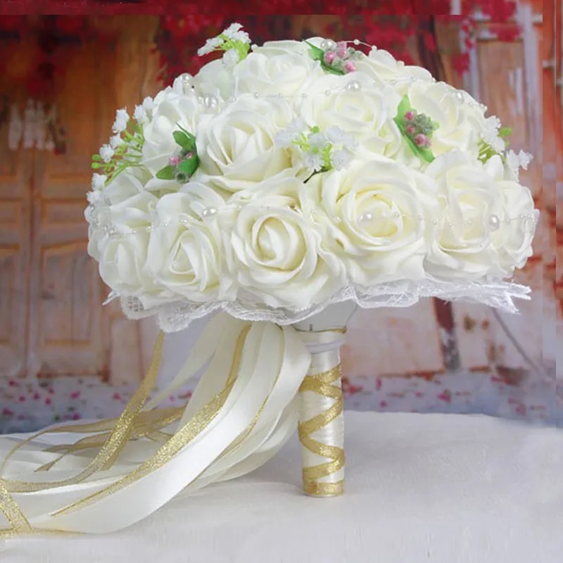 2016-Beautiful-Handmade-Flowers-Decorative-Artificial-Rose-Flowers-Pearls-Bride-Bridal-Lace-Accents-Wedding-Bouquets-with (1)