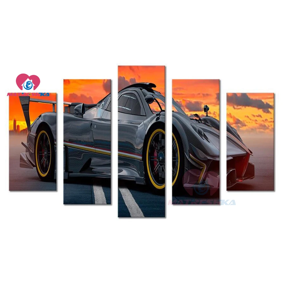 

5d diamond embroidery triptych diamond painting car 5pcs pictures of rhinestones diamond mosaic cross-stitch kits rhinestones
