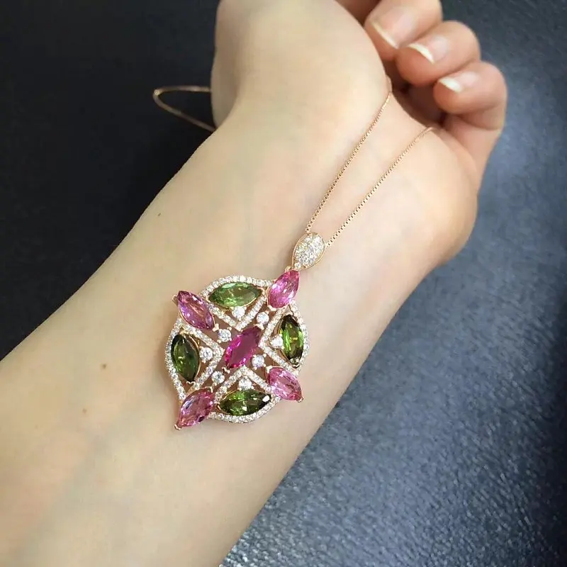 

Collier Qi Xuan_Tourmaline Stone Fashion Pendant Necklaces_Tourmaline Necklaces_Quality Guaranteed_Manufacturer Directly Sale