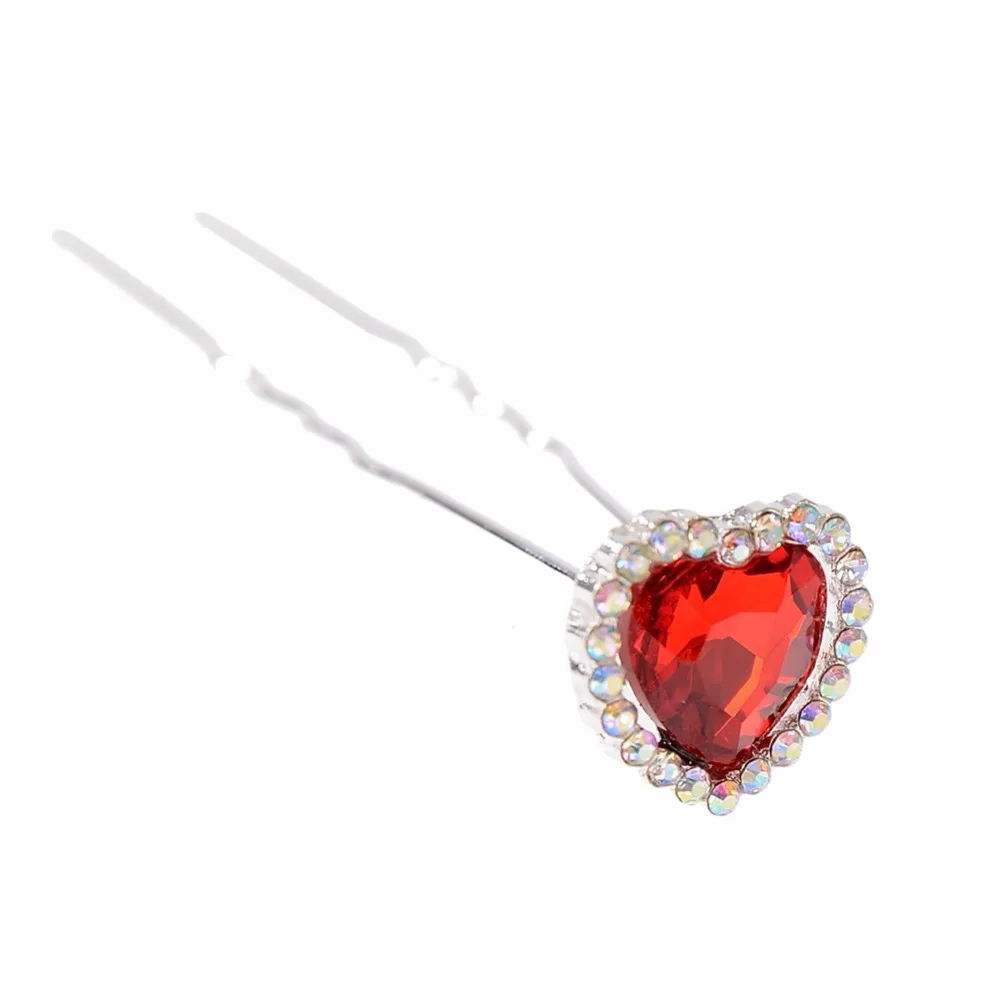 

imixlot 20 PCS/Lot Wedding Bridal U-shaped Red Crystal Hair Pins Bridesmaid Accessories Wholesale Jewelry