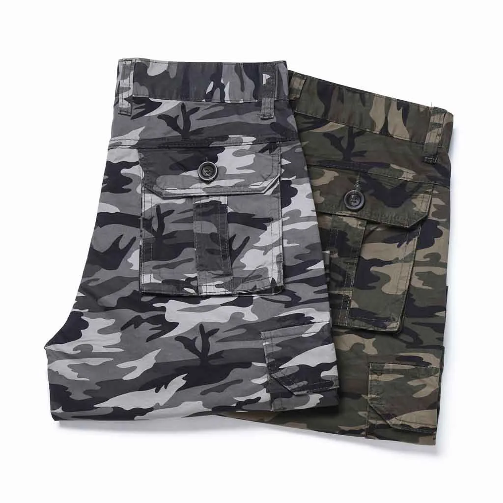 Men Short Summer Multi-pocket Overalls Men Short Simple Camouflage Pants Straight Pants Shorts Men pantalones cortos hombre