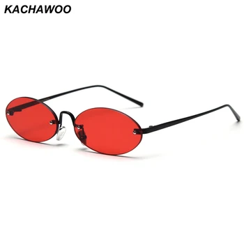 

Kachawoo retro oval sunglasses women frameless metal gradient black red rimless sun glasses male birthday present 2019 summer