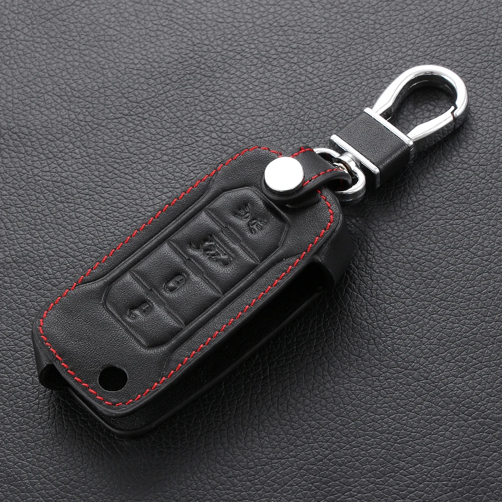 

4 Button Genuine Leather Car Remote Key Fob Shell Cover Case For JEEP RENEGADE 2015 2016 2017 2018 Skin Holder Protector