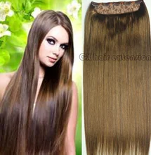 #6 light brwon Full Head 1 piece full head set Brazilian Virgin remy human hair extensions clips in/on 26 colors available