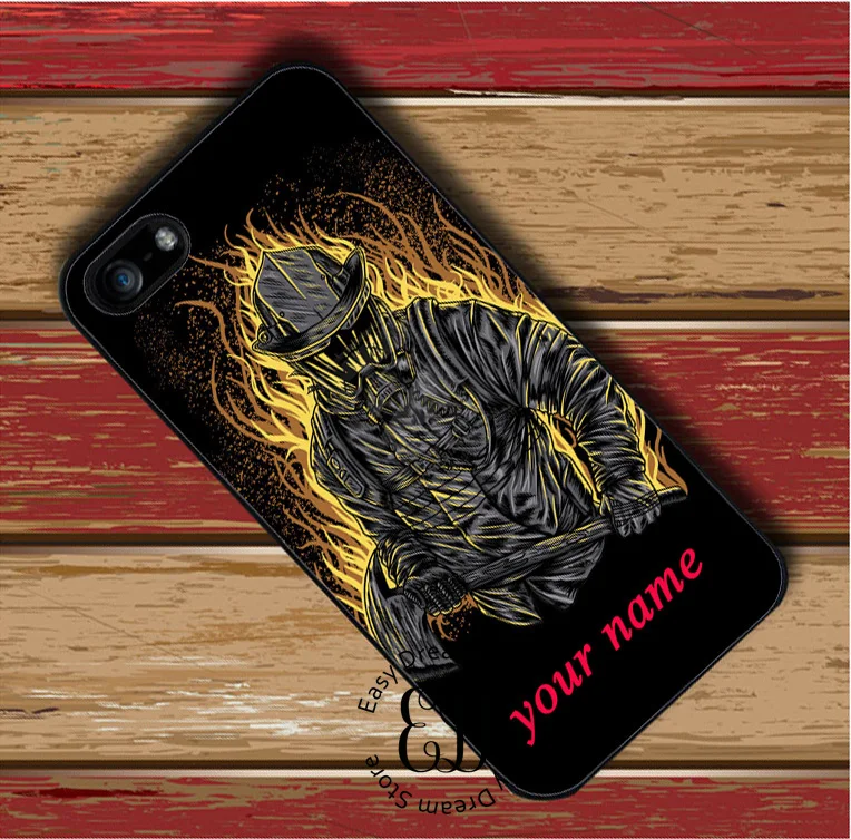 

Custom Name Firefighter Fireman case for iphone X XR XS Max 4 5 SE 6s 7 8 plus Samsung S10E s10 s6 s7 s8 s9 edge plus note 5 8 9