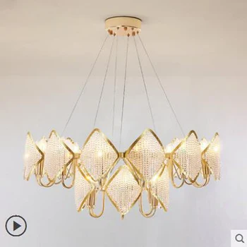 

Nordic living room chandeliers creative personality simple duplex floor designer luxury crystal lamp model room lobby lamps led