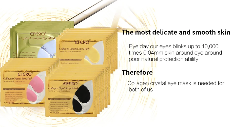 EFERO 20 пар = 40 шт. коллагеновая маска для глаз для лица маска гелевая нашивки в виде глаз анти морщины вокруг глаз сумка укрепляющая темный