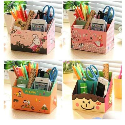 

Cute Kawaii Cartoon Girl Animals Rilakkuma DIY Paper Desktop Pen Holder Case Pencil Vase Brush Pot Pen Container Storage Box